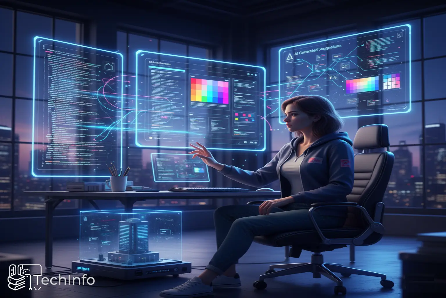 Developer using AI to enhance creativity in programming.