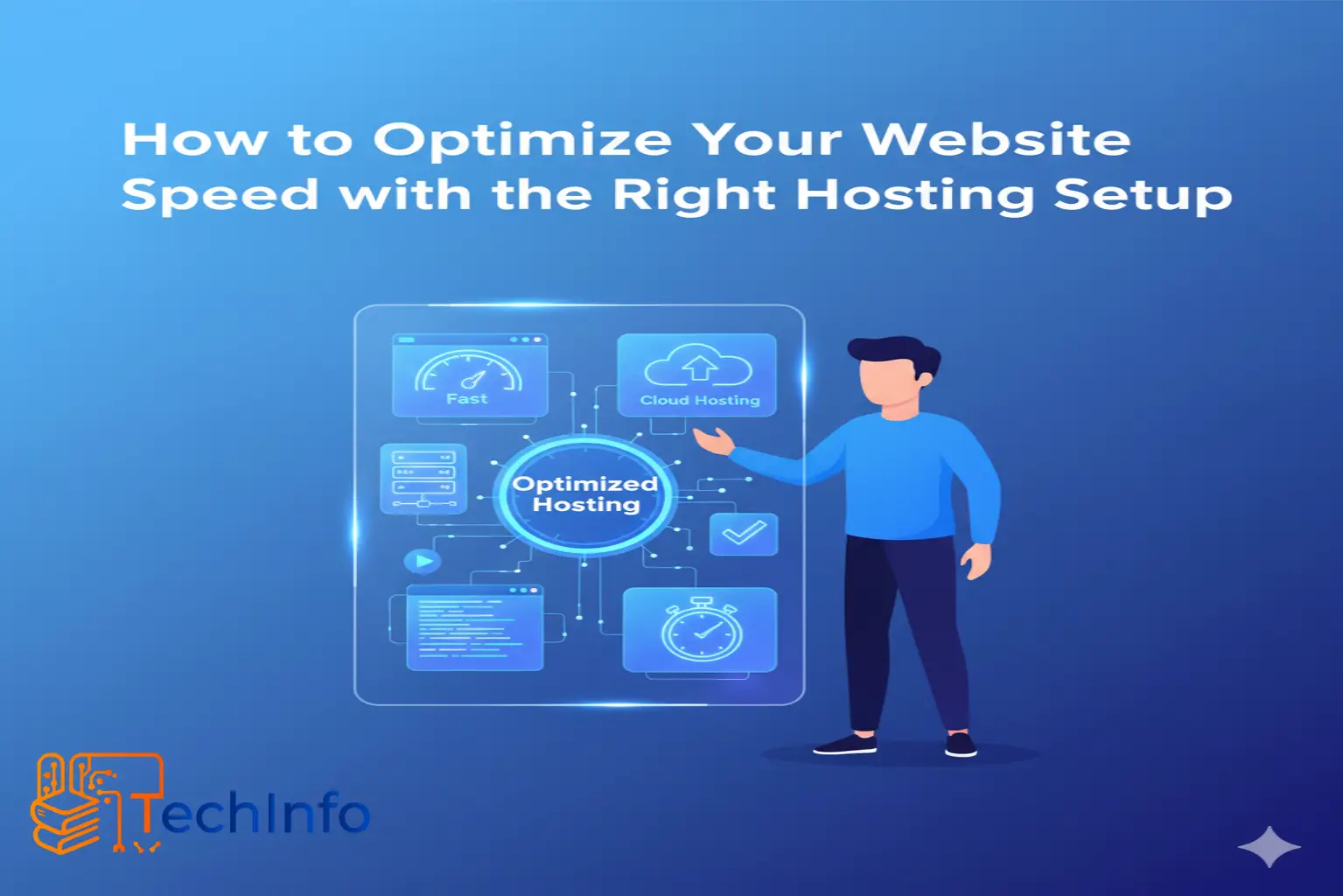 Diagram showing data transfer and load time differences between Shared, VPS, and Cloud web hosting setups for website speed optimization.