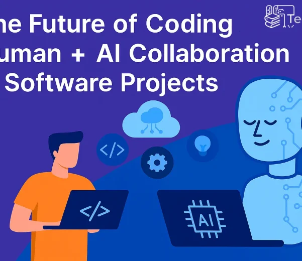 Human developer and AI working together on software coding in 2026.